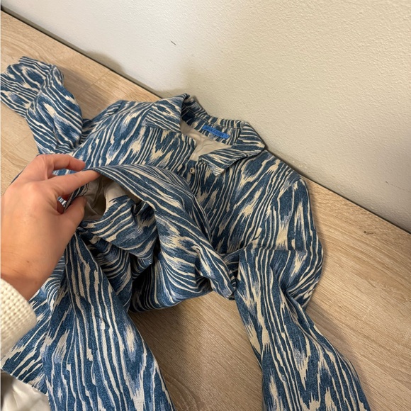 J.MCLAUGHLIN BEAU BOIS ECRU/DENIM WELLINGTON COAT WOMENS SZ S - Picture 6 of 7